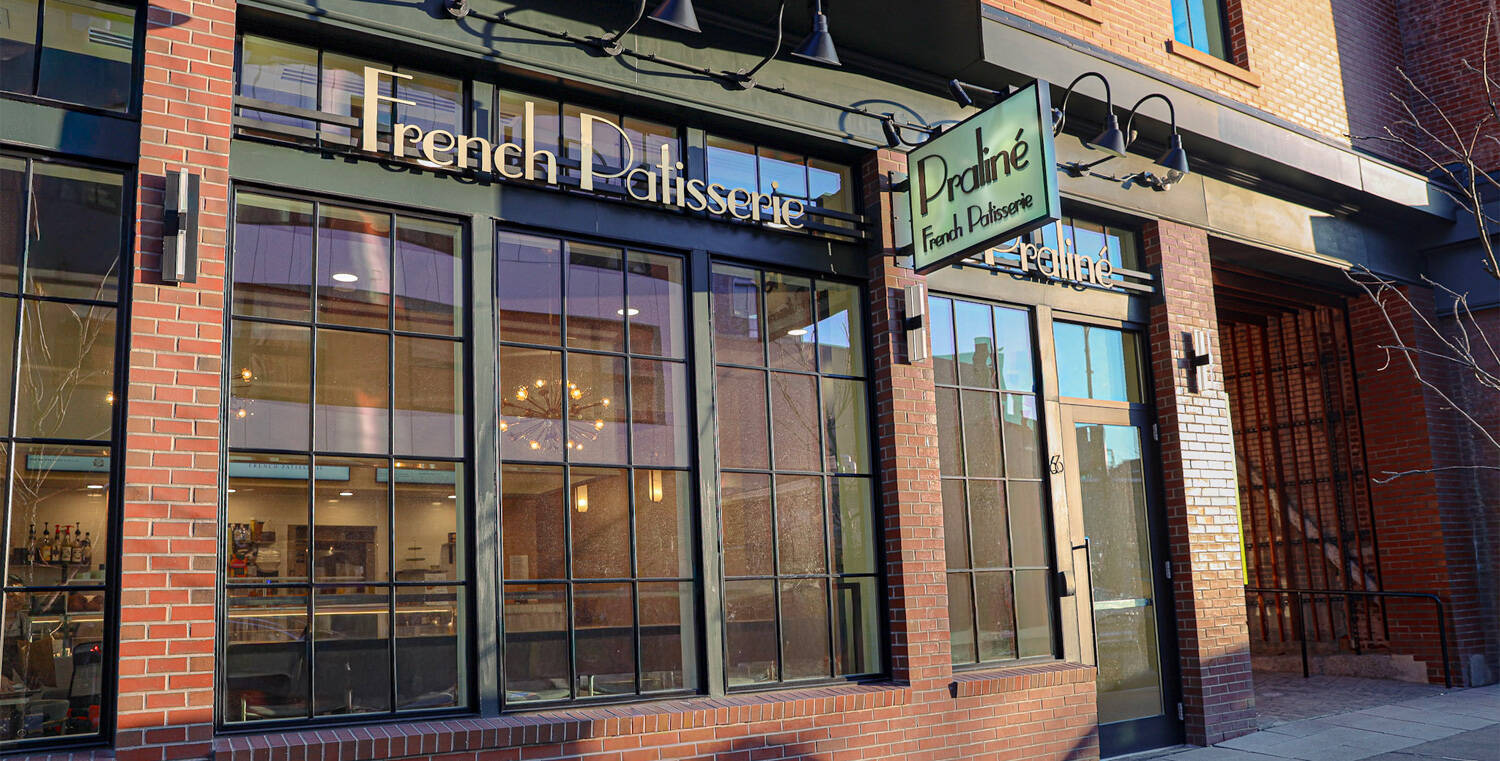 An established Praliné French Patisserie storefront in Greater Boston